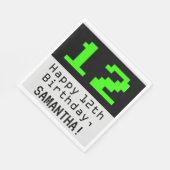 12. Geburtstag - Nerdy / Geeky Style "12" & Name Serviette (Ecke)