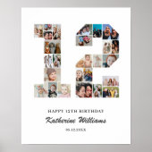 12. Geburtstag Nr. 12 Custom Foto Collage Poster (Vorne)