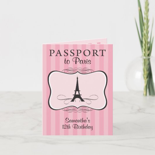 12. Geburtstag Paris Passport Einladung (Vorderseite)