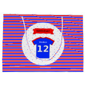 12. Geburtstag personalisiert rot blau Große Geschenktüte (Rückseite)