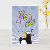 12. Geburtstag - Pinguin Überraschungskarte Karte (Gelbe Blume)