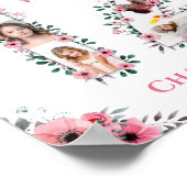 12. Geburtstag Pink Blume Girl FotoCollage Weiß Poster (Ecke)