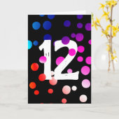 12. Geburtstag: Regenbogenpunkte auf der Black Car Karte (Gelbe Blume)