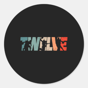 12. Geburtstag Retro Basketball 12 Jahre alter Jun Runder Aufkleber