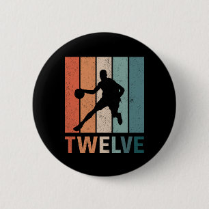 12. Geburtstag Retro Basketball Liebhaber 12 Jahre Button