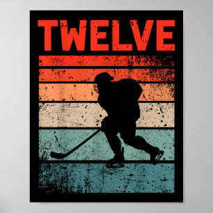 12. Geburtstag Retro Eishockey 12 Jahre alter Jung Poster