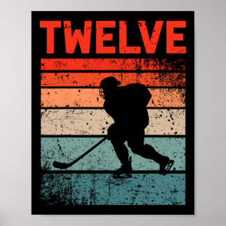12. Geburtstag Retro Eishockey 12 Jahre alter Jung Poster