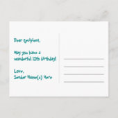 12. Geburtstag: Rosa Streifen & Herz, Regenbogen 1 Postkarte (Rückseite)