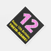 12. Geburtstag: Rosa Streifen und Herzen "12" + Na Serviette (Ecke)