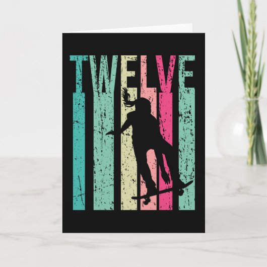 12. Geburtstag Skater Girl Skateboarding Skaten 12 Karte (Vorderseite)