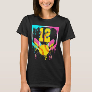 12. Geburtstag Softll Home Plate Drip Eiscreme 12  T-Shirt