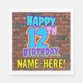 12. Geburtstag ~ Spaß, Urban Graffiti Inspiriert L Serviette (Vorderseite)