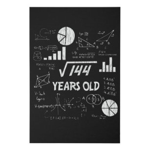 12. Geburtstag Square Root Math 12 Jahre alter Tag Künstlicher Leinwanddruck