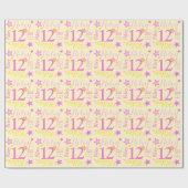 12. Geburtstag Stern individuelle Name gelb pink Geschenkpapier (Flach)