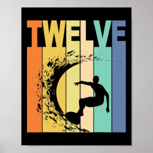 12. Geburtstag Surfen Strand Thema 12 Jahre alt Bo Poster