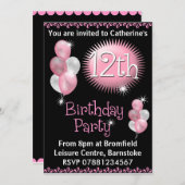 12. Geburtstags-Party Einladung (Vorne/Hinten)