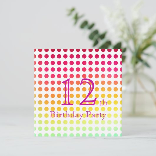 12. Geburtstags-Party Einladung (Stehend Vorderseite)
