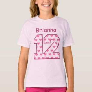 12. Geburtstags-rosa Herz-individueller Name T-Shirt