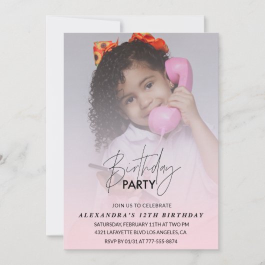 12. Geburtstagseinladung Geburtstagsparty Foto pin Einladung (Vorderseite)