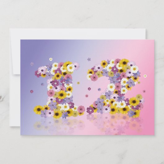 12. Geburtstagsfeier mit Blumenbriefen Einladung (Vorderseite)