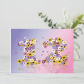 12. Geburtstagsfeier mit Blumenbriefen Einladung (Stehend Vorderseite)
