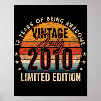 12. Geburtstagsgeschenk Vintag im Juli 2010 12 Jah Poster