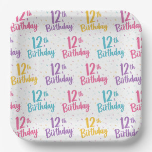 12. Geburtstagspapierplatten, Zwölfter Geburtstag Pappteller