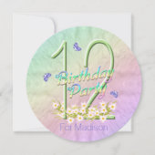 12. Geburtstagsparty Butterfly Rainbow Einladungen (Vorderseite)