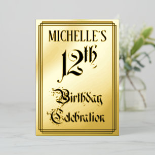 12. Geburtstagsparty — Elegantes Script + Individu Folieneinladung