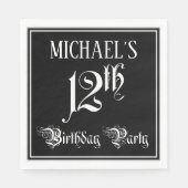 12. Geburtstagsparty — Extravagantes Script + Indi Serviette (Vorderseite)