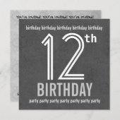 12. Geburtstagsparty Modernes Silber Gerecycelt Einladung (Vorne/Hinten)