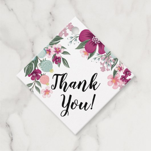 12 Geschenkartikel Tropische Blume auf Weiß Geschenkanhänger (Vorderseite)