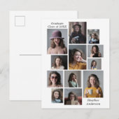 12 Graduate Name Class of 2023 Foto Collage Ankündigungspostkarte (Vorne/Hinten)