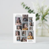 12 Graduate Name Class of 2023 Foto Collage Ankündigungspostkarte (Stehend Vorderseite)