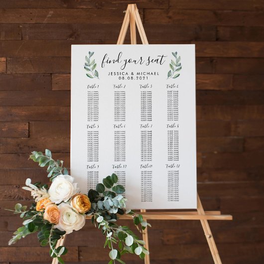 12 große Hochzeitstisch 192 Sitzplan Poster