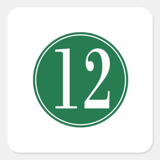 12 Grüner Kreis Quadratischer Aufkleber (Vorderseite)