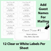 12 Guest Names Clear Address Labels