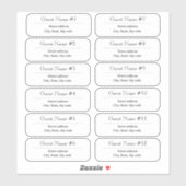 12 Guest Names Clear Address Labels (Blatt)