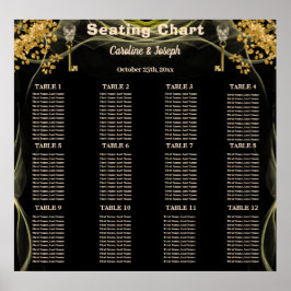 12 Halloween Hochzeitstische Schwarze und Goldene Poster