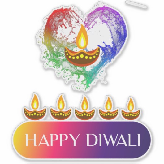 #12.Happy Diwali, das indische Lichtfestival Aufkleber (Vorderseite)