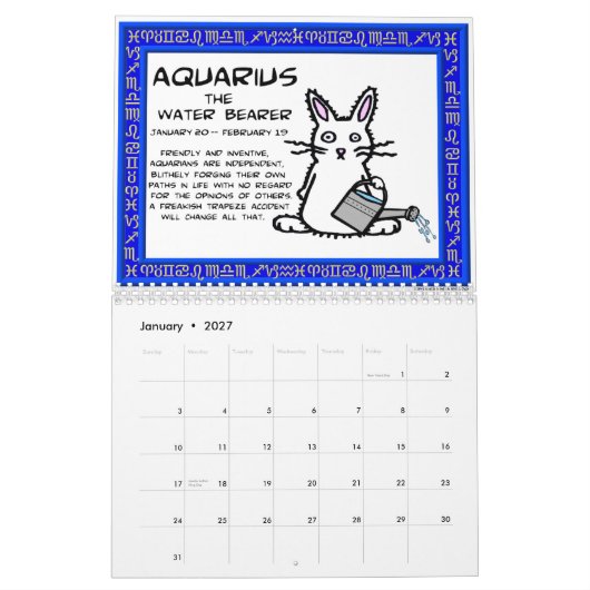 12 Häschen des Kalenders des Tierkreis-2011 Kalender (Jan 2027)