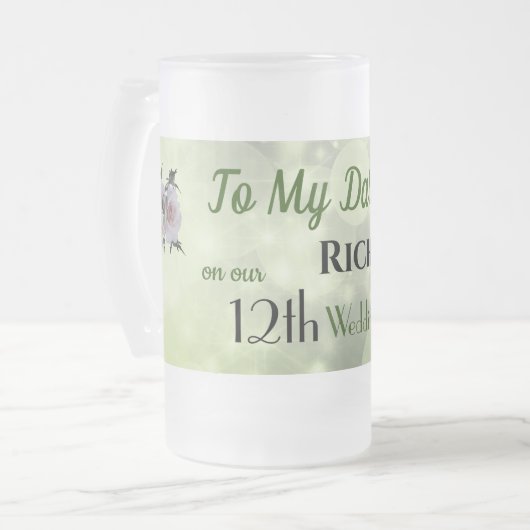 12. Hochzeitstag Mattglas Bierglas (Vorderseite Links)