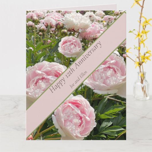 12. Hochzeitstag, Peony Blume Karte (Gelbe Blume)