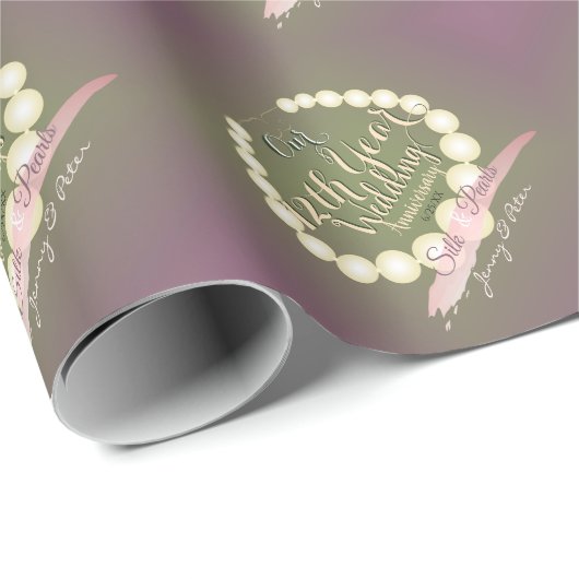 12. Hochzeitstag Perlen und Pflaumenmoos Geschenkpapier (Rolleneckpunkt)