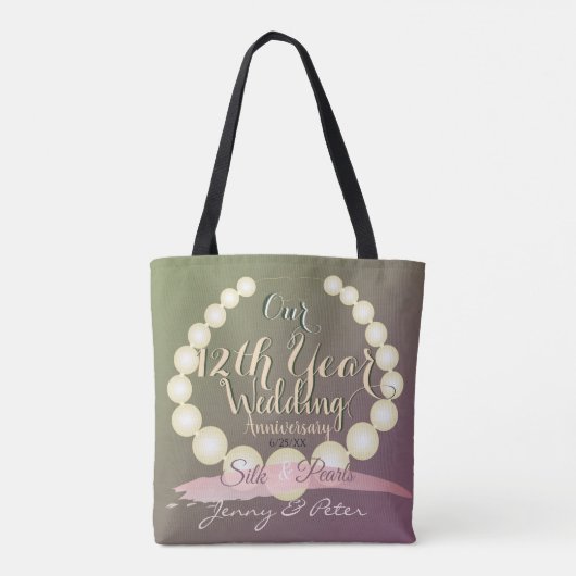 12. Hochzeitstag PerlenTote Tasche (Rückseite)