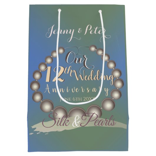 12. Hochzeitstag Schwarze Perlen Mittlere Geschenktüte (Rückseite)