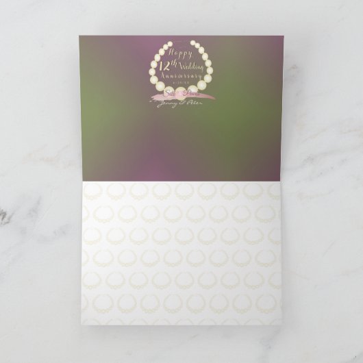 12. Hochzeitstag Seide und Perlen Karte (Innenseite)