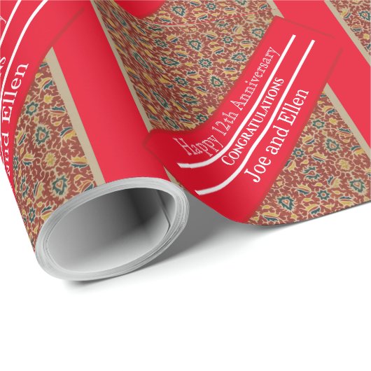 12. Hochzeitstag, Seidenjubiläum Geschenkpapier (Rolleneckpunkt)