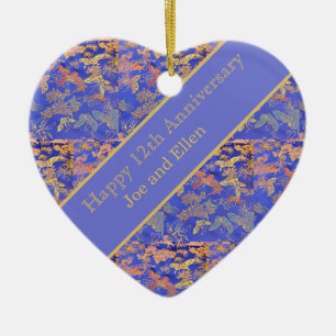 12. Hochzeitstag, Seidenjubiläum Keramik Ornament