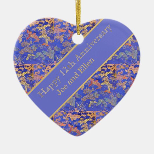 12. Hochzeitstag, Seidenjubiläum Keramik Ornament (Vorne)